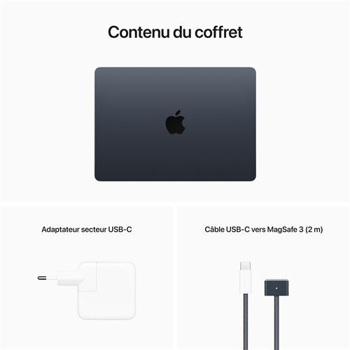 Apple MacBook Air 13" 256 Go SSD 16 Go RAM Puce M2 CPU 8 Cœurs